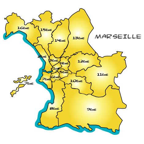 Map marseille illustration
