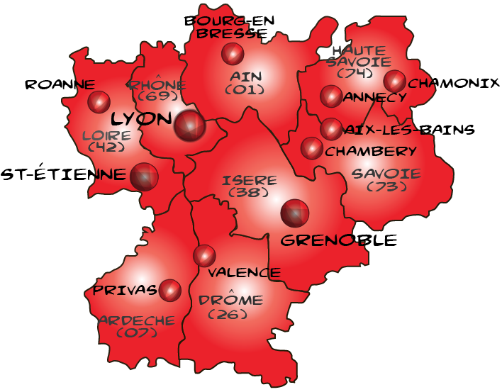 Map rhone alpes