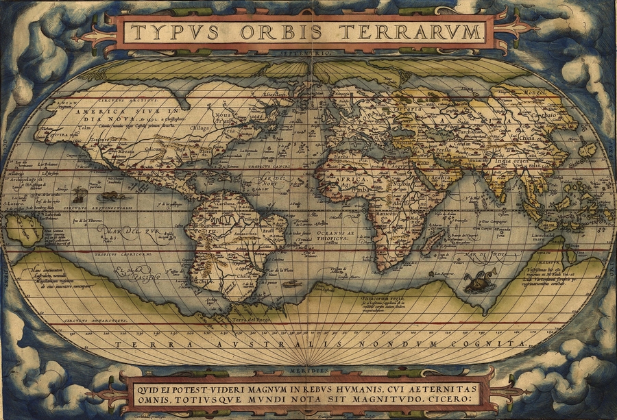 Orteliusfirstworldmap1570 wikimedia commons